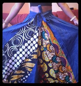 Beautiful jeans skirt with african print